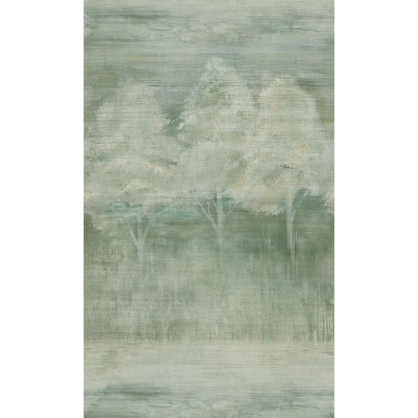 Iceberg Green & Bauhaus Tan Screen Printed Forest Edge Print Non Woven Non-Pasted Textured Mural 47 sq. ft.