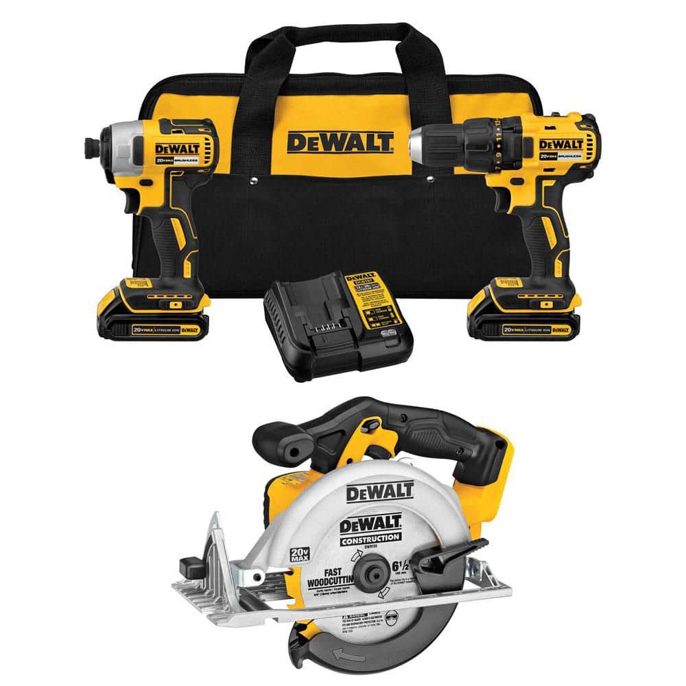 20V MAX Lithium-Ion Cordless 2-Tool Combo Kit and 20V MAX 6.5 in. Circular Saw with (2) 2 Ah Batteries, Charger & Kitbag price history on PriceWatchPro