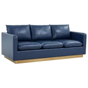 Nervo 84 in. Square Arm 3-Seater Removable Covers Sofa in Navy Blue