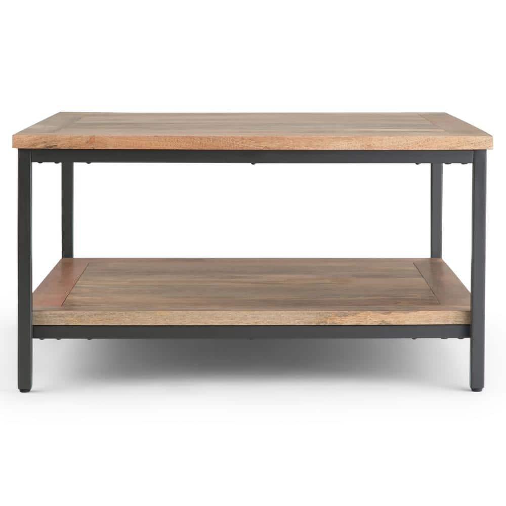 Skyler Solid Mango Wood 34" Square Coffee Table with Storage in Natural