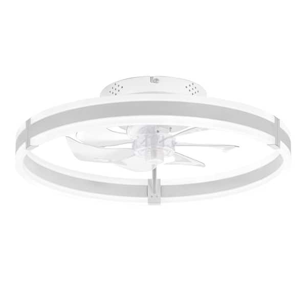 BIBIVIS 19.7 in. Indoor White Ceiling Fans with LED Lights and Remote, 3000-6000K Dimmable Low Profile Ceiling Fans