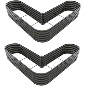 2 Pack 6.75 ft.. L x 6.75 ft.. W x 1.5 ft.. H Gray Heart-Shaped Steel Outdoor Garden Bed