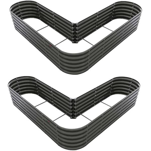 Sudzendf 2 Pack 6.75 ft.. L x 6.75 ft.. W x 1.5 ft.. H Gray Heart-Shaped Steel Outdoor Garden Bed