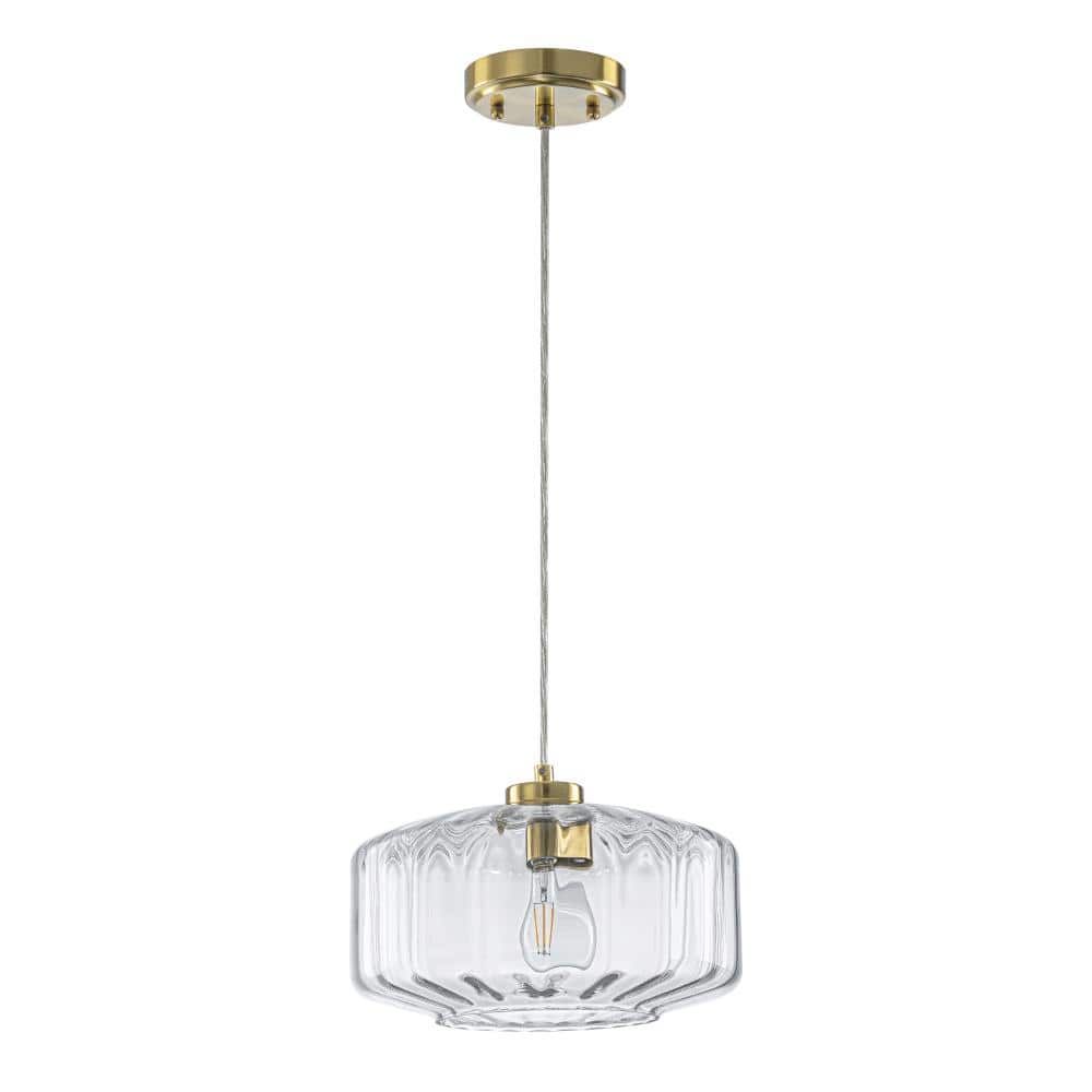 11 Inch Vintage Gold Pendant Light with Clear Ribbed Glass Adjustable Height for Kitchen Island Hallway price history on PriceWatchPro