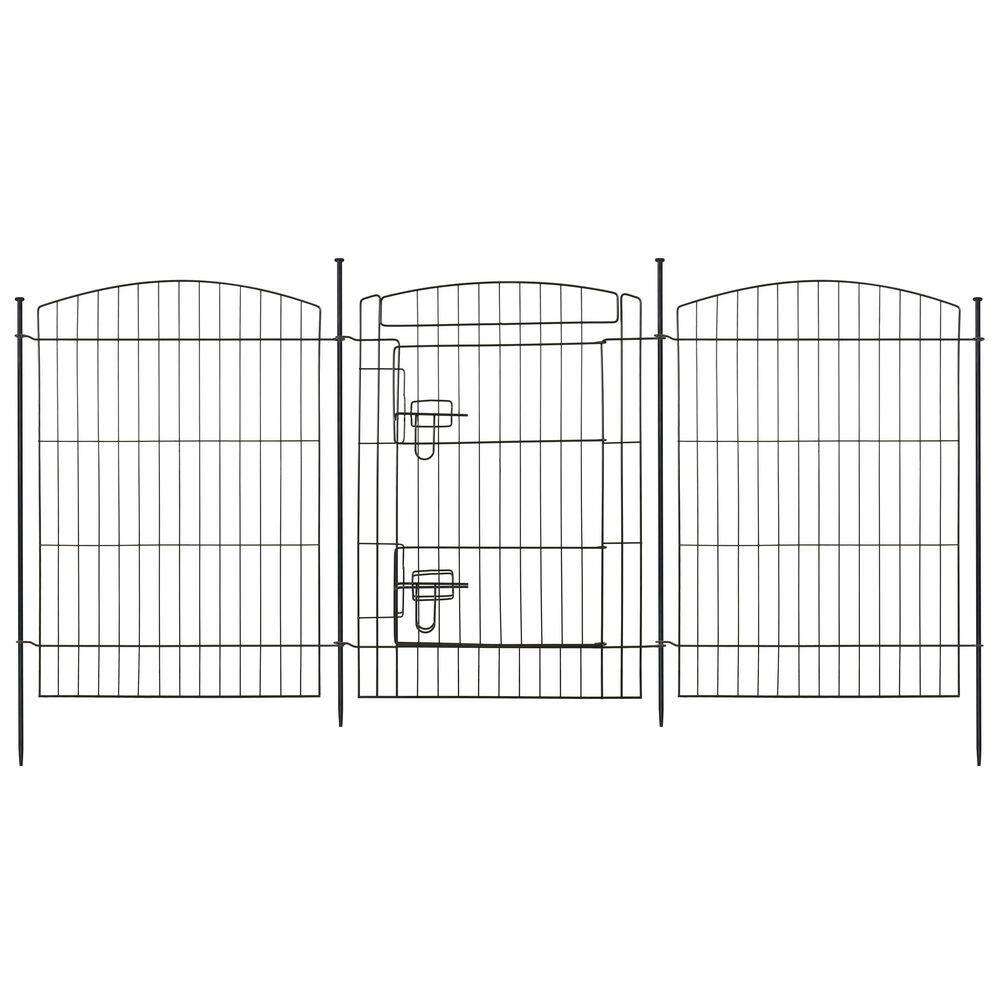 Arched 23.6 in. W x 29.5 in. H Black Metal Wire No Dig Decorative Garden Fence with Gate (15-Pack) price history on PriceWatchPro