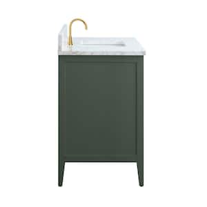 48 in. W x 22 in. D x 34 in. H Single Sink Bathroom Vanity Cabinet in Vintage Green with Engineered Marble Top