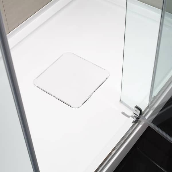 32 in. W x 48 in. L Alcove Shower Pan Base with Center Hidden Drain in White