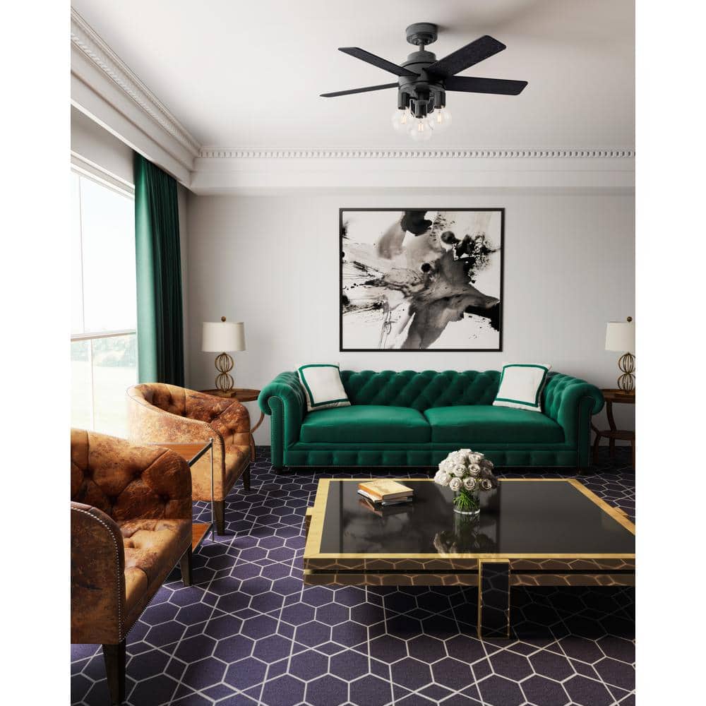 Matte Black 44" Ceiling Fan with LED Light and Remote Control