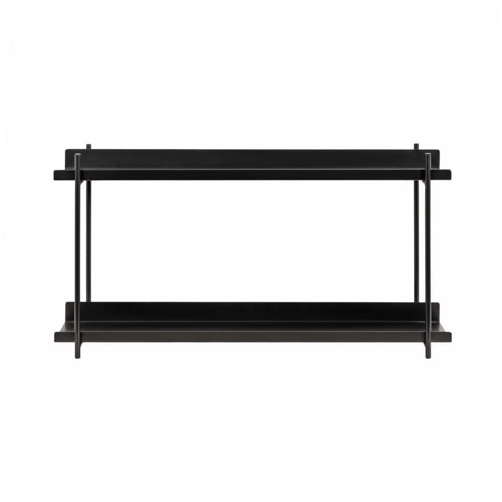Dominic Black Metal 2-Tier Floating Wall Shelf