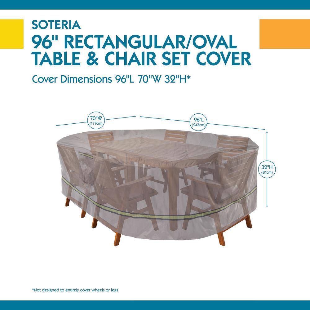 96 Inch Gray Waterproof Rectangular/Oval Patio Table Cover
