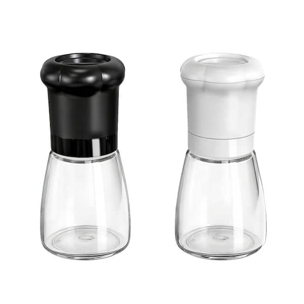 Manual Salt and Pepper Grinder Set with Adjustable Coarseness for Professional Chef and Kitchen Use, Black White(1-Pack)
