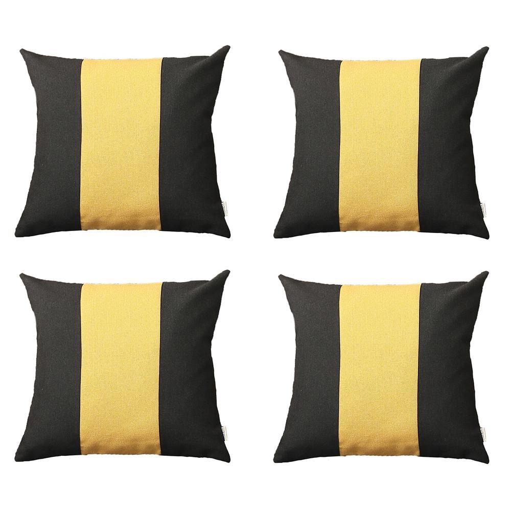 Black and Yellow Boho-Chic Polyester 18" Euro Pillow Cover Set