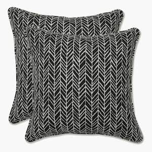 Black Square Outdoor Square Throw Pillow 2-Pack