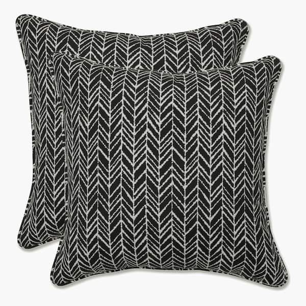 Pillow Perfect Black Square Outdoor Square Throw Pillow 2-Pack