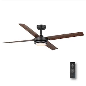 Laritza 56 in. LED Indoor/Outdoor Matte Black Ceiling Fan with Remote Control and White Color Changing Light Kit