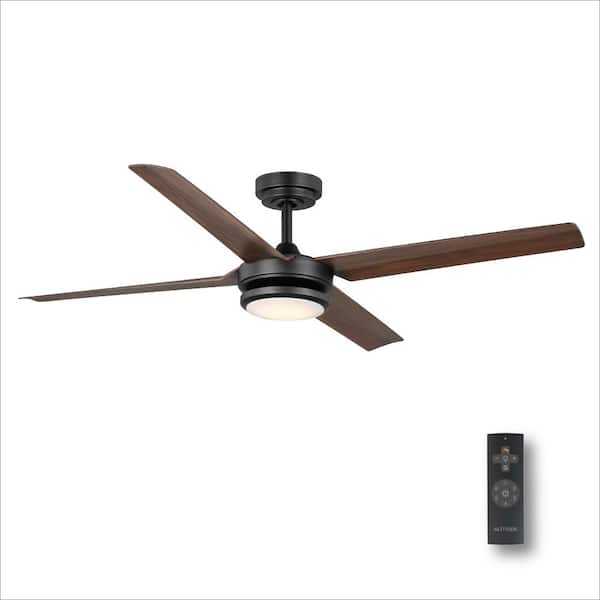 Altitude Laritza 56 in. LED Indoor/Outdoor Matte Black Ceiling Fan with Remote Control and White Color Changing Light Kit