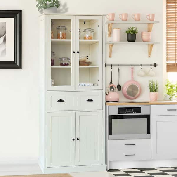 Costway 41 in. White Farmhouse Kitchen Pantry Storage Cabinet with