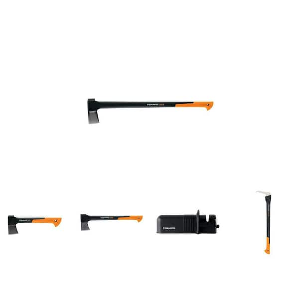 X15 23 in. Chopping Axe, X27 36 in. Super Splitting Axe, Axe Sharpener, 28 in. Hookaroon, X7 14 in. Hatchet Combo