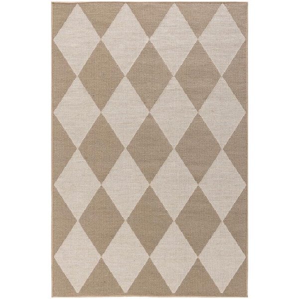 Modern Geometric Neutral Easy-Jute Rug with Border