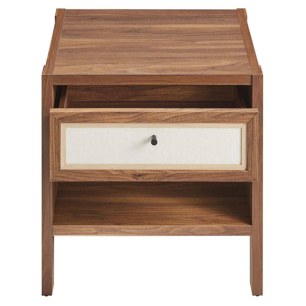 Capri Walnut Wood Grain Nightstand with Linen Drawer