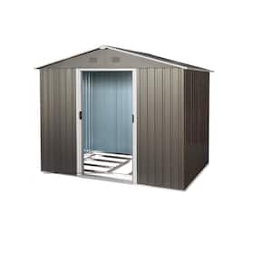 8 ft. x 6 ft. Metal Outdoor Storage Shed with Floor Base, Gray (48 sq. ft.)