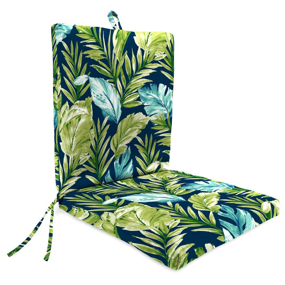 Zealand Capri Multicolor Leaves Outdoor Chair Cushion with Ties