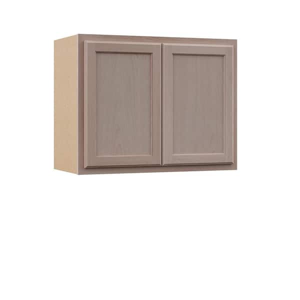 Hampton Bay 30 in. W x 15 in. D x 24 in. H Assembled Wall Bridge Kitchen Cabinet in Unfinished with Recessed Panel