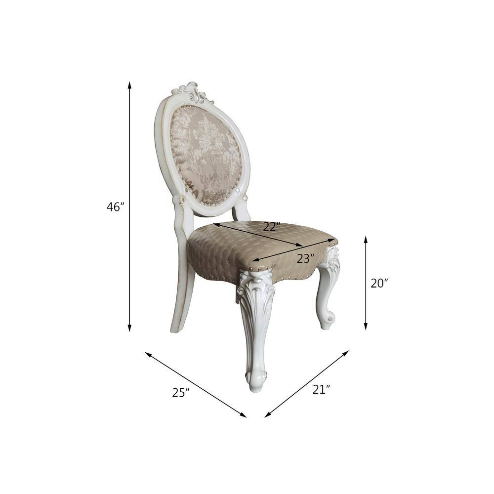 Versailles White Faux Leather Upholstered Side Chair with Wood Frame