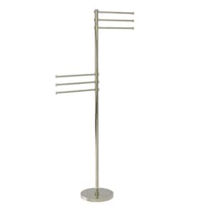 Towel Stand with 6-Pivoting 12 in. Arms in Polished Nickel