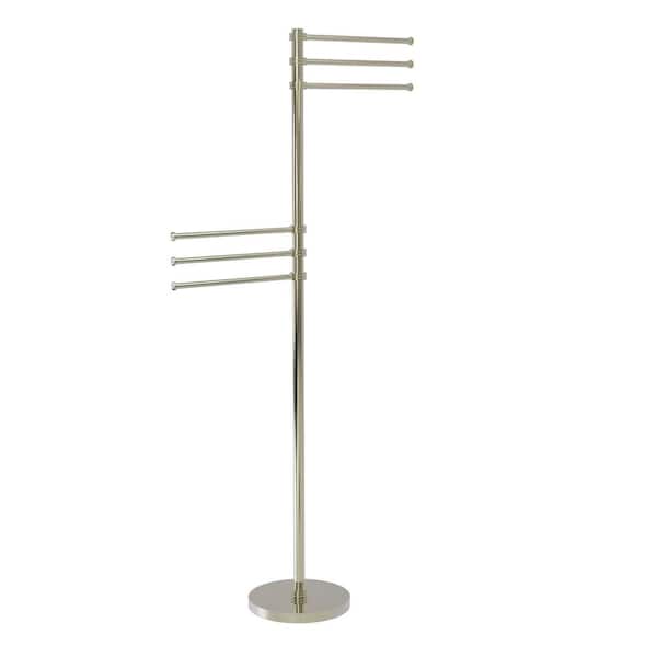 Allied Brass Towel Stand with 6-Pivoting 12 in. Arms in Polished Nickel