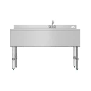 48 in. Three Compartment Stainless Steel Under-Bar Sink with 3 in. Backsplash and Left Drainboard, Faucet Included, NSF