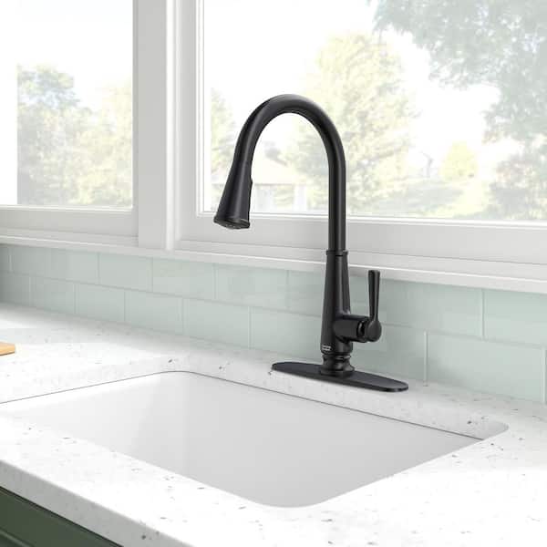 Palestra Single Handle Pull Down Sprayer Kitchen Faucet with Dual Spray in Matte Black