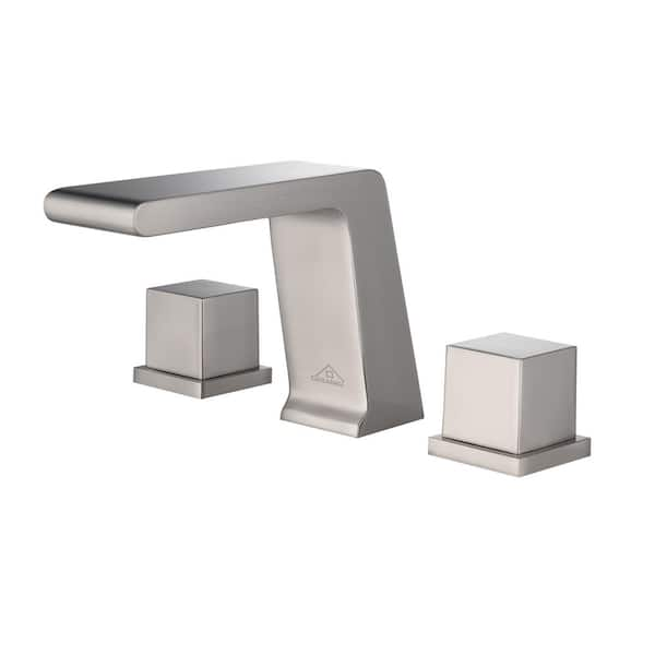 CASAINC 8 in. Widespread Double Handle Bathroom Faucet in Brushed Nickel