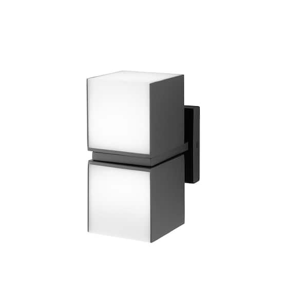 Keating 8.39 in. 2-Light Dark Gray Hardwired LED Outdoor Wall Light Lantern Sconce with Integrated LED Bulb