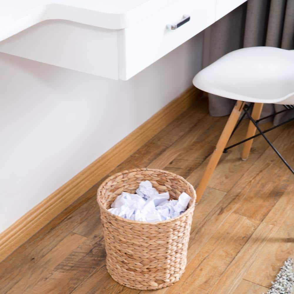 Eco-Friendly Natural Water Hyacinth 11" Handwoven Waste Basket
