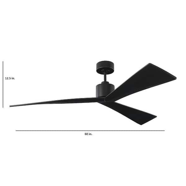 Generation Lighting - Adler 60 in. Indoor/Outdoor Modern Matte Black Ceiling Fan with Matte Black Blades, DC Motor and 6-Speed Remote Control