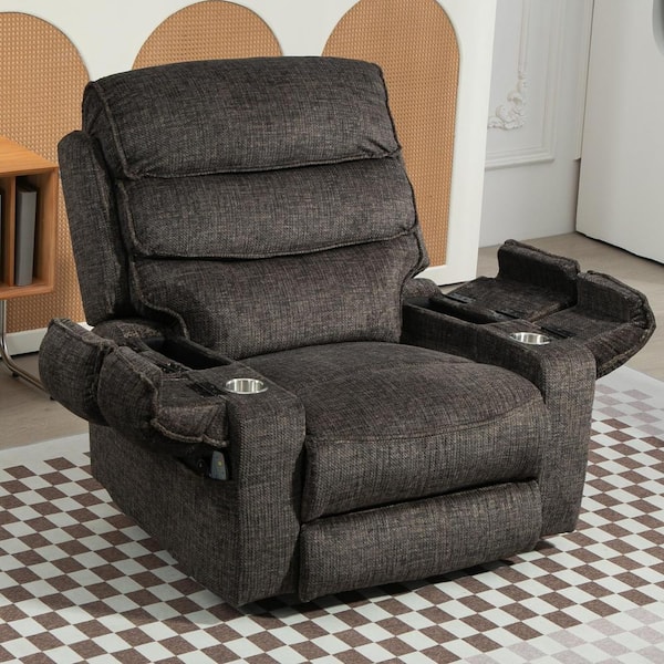 aisword Grey Extended Footrest Comfort Chenille Power Lift Recliner with Massage and Heat