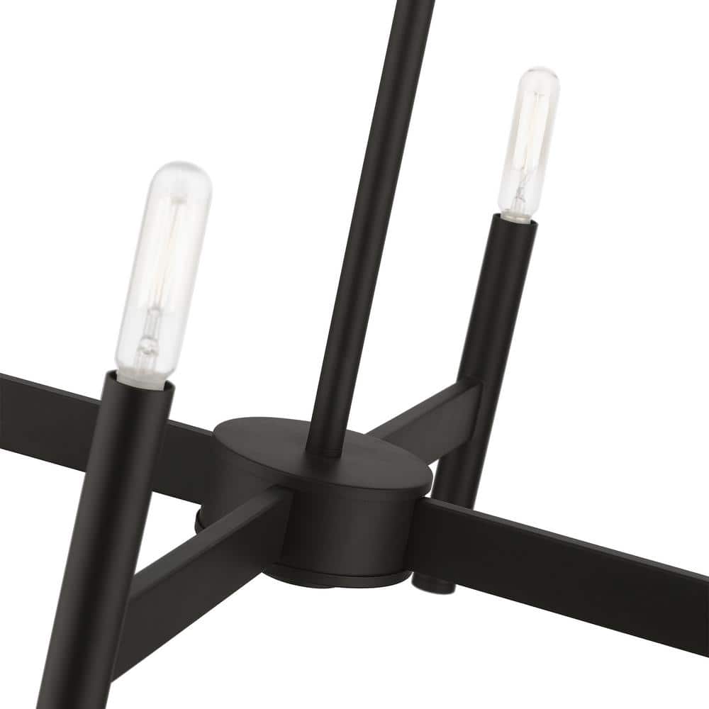 Black Steel 4-Light Mini Chandelier with Exposed Bulbs