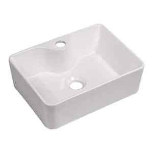 16 in. x 12 in. White Ceramic Rectangular Bathroom Vessel Sink
