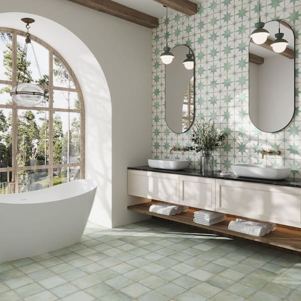 Faenza 8 in. x 8 in. Matte Dusty Sage Green Porcelain Square Tile (6.46 sq ft/case)-15 Pack