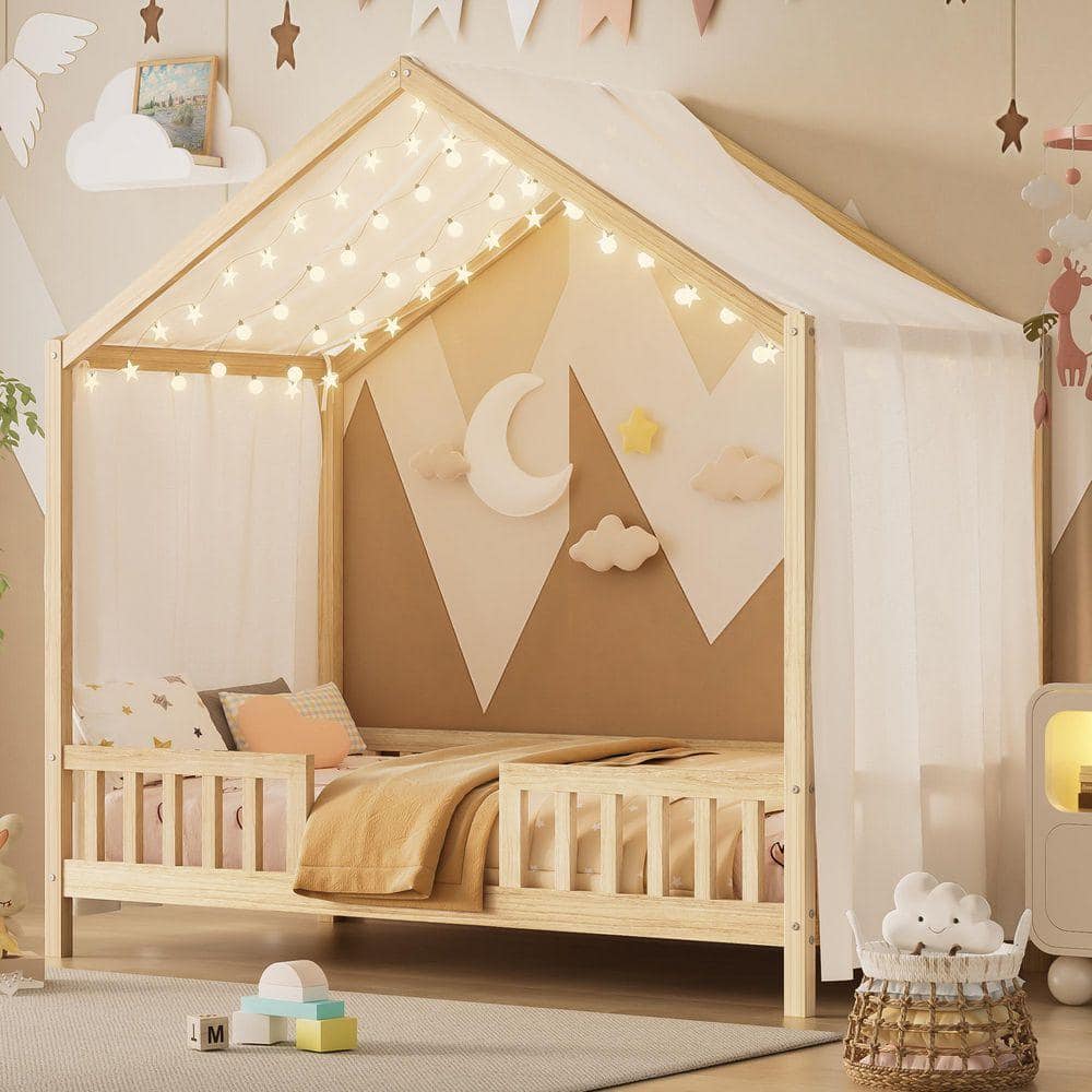 TRENDLE ケープパディングベスト Nestfair Natural Brown Wood Frame Twin Size Platform Bed with