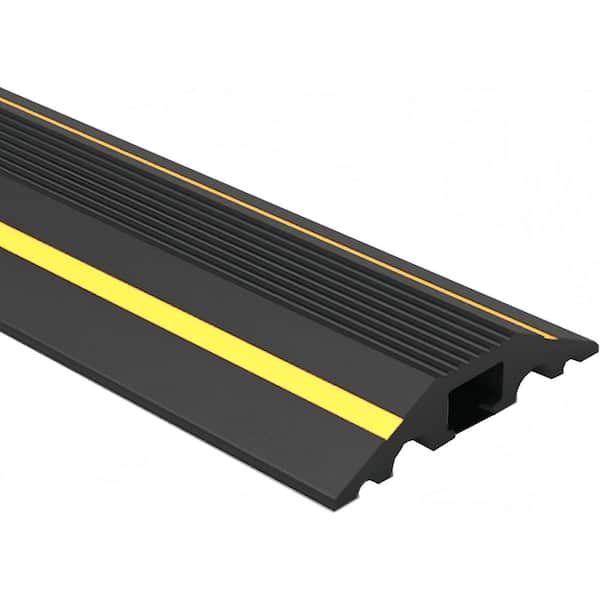 10 ft. PVC Flexible Floor Cable Cover, Cord Hider to Organize and Protect Wire, Indoor and Outdoor Use, Black/Yellow