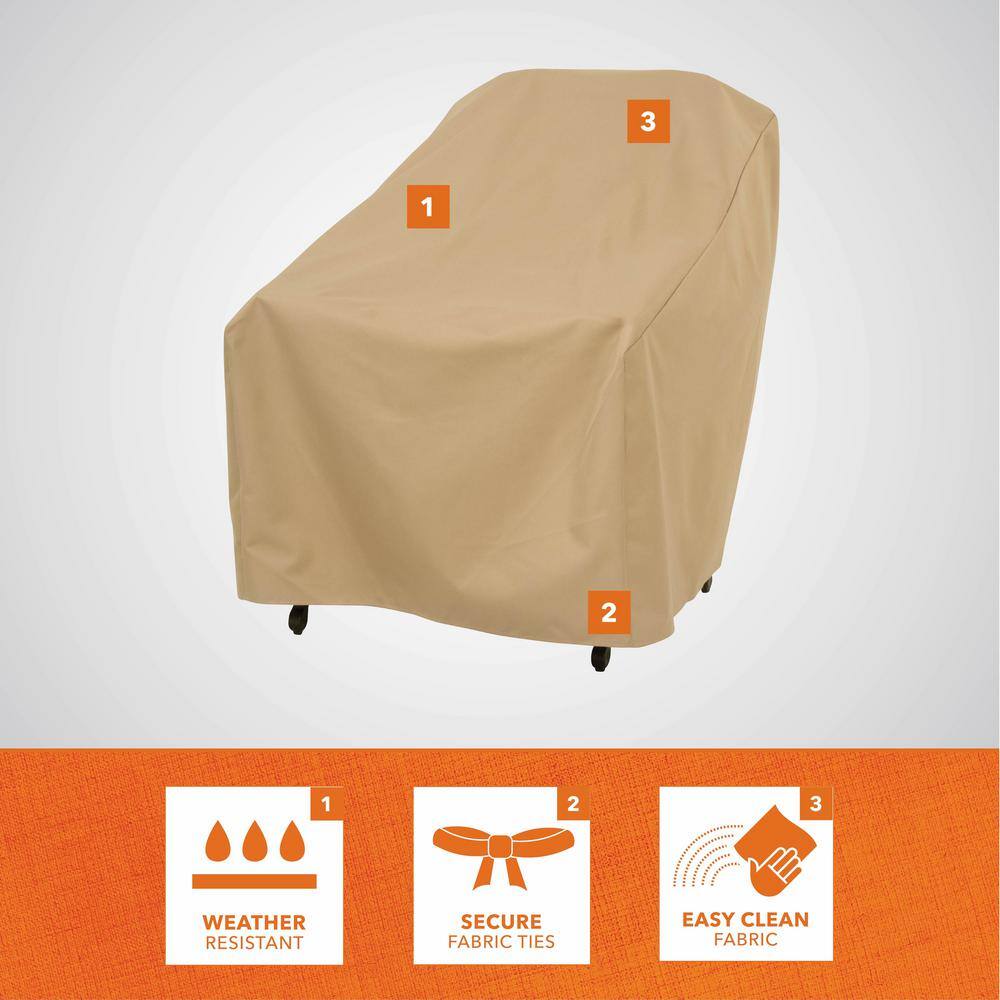 Khaki Weather-Resistant Patio Chair Covers, 27" x 34" x 31", Set of 2