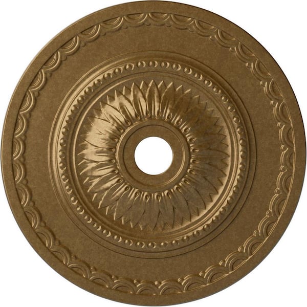 Ekena Millwork 1-5/8 in. x 29-1/2 in. x 29-1/2 in. Polyurethane Sunflower Ceiling Medallion, Pale Gold