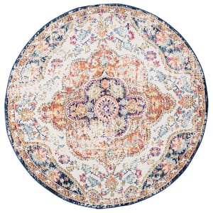 Distressed Vintage Bohemian Multi 6 ft. 6 in. Round Area Rug
