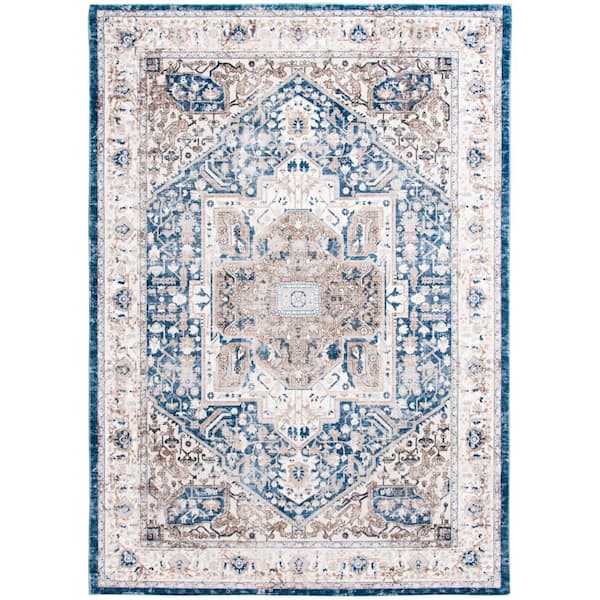 Home Decorators Collection Silky Medallion Navy 5 ft. x 7 ft. Area Rug