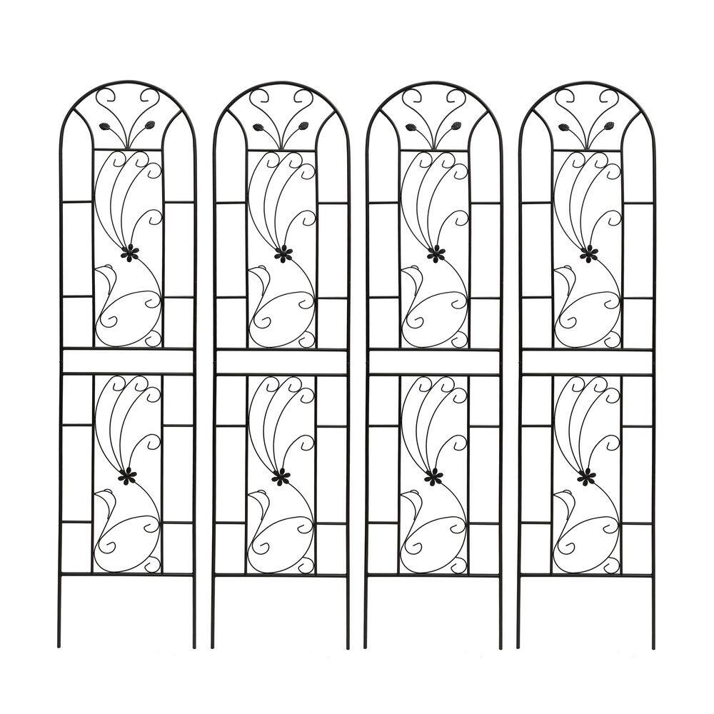 "4 Pack Metal Garden Trellis 86.7"" x 19.7"" Rustproof Trellis for Climbing Plants Outdoor Flower Support Peacock Style" price history on PriceWatchPro