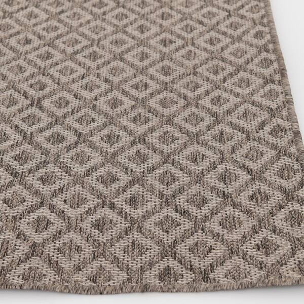 StyleWell Grey 9 ft. x 12 ft. Traditional Polypropylene Indoor/Outdoor ...
