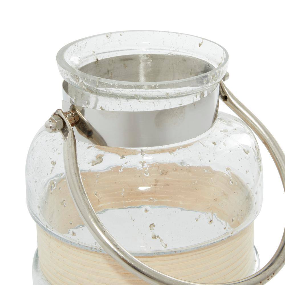 Clear Glass Hanging Candle Lantern with Curved Handle
