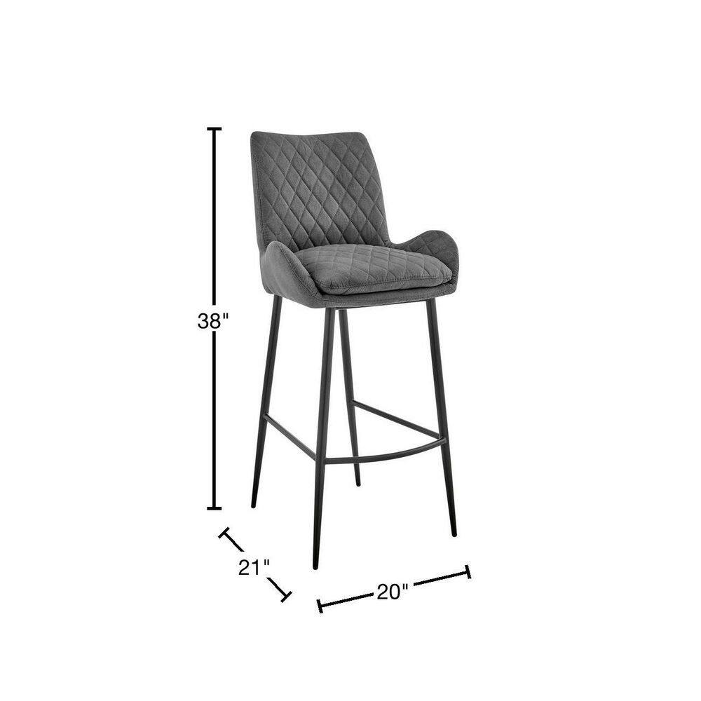 Contemporary Charcoal Fabric & Black Metal Adjustable Swivel Counter Stool